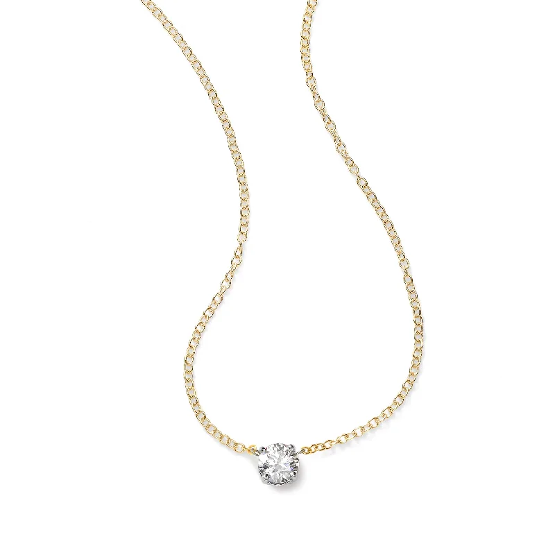 women’s rhinestone necklaces-Diamond Solitaire Necklace .30 Carat, 14K Yellow Gold