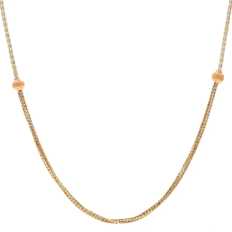 women’s elegant necklaces-22K Multi Tone Gold Necklace W/ Multi-Strand & Pin-Pricked Gold Ball Accents