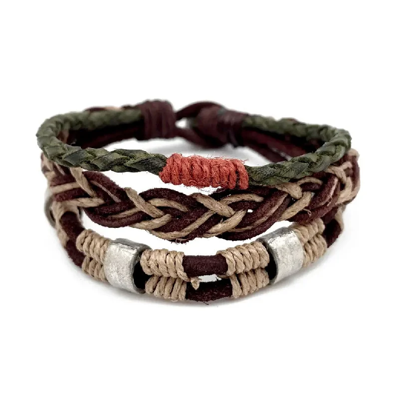 women’s pearl bracelets-Multi-strand Leather Bracelet  - Braid, India