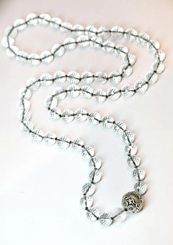 women’s bridal necklaces-Devi Guru Bead Necklace- Crystal Quartz