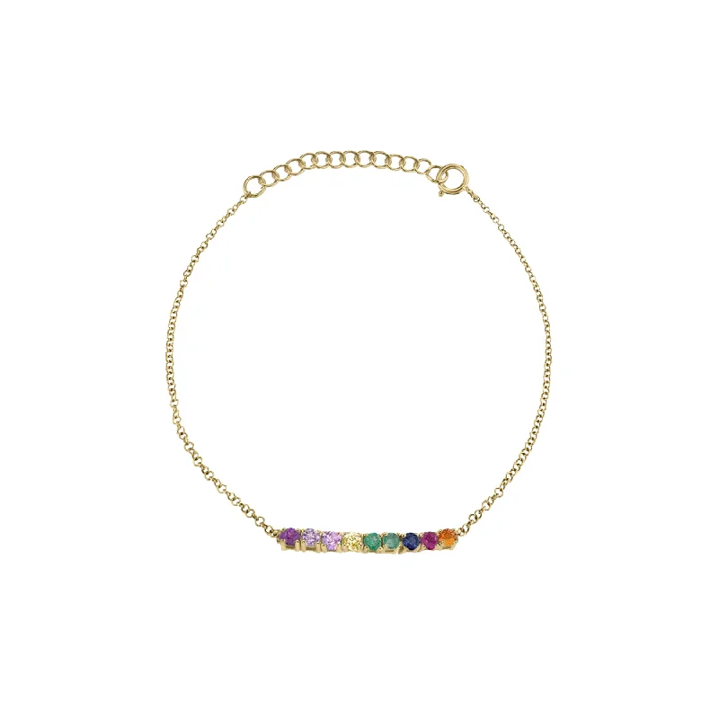 women’s leather bracelets-Mini Tennis Bracelet - Rainbow / 14k Yellow Gold