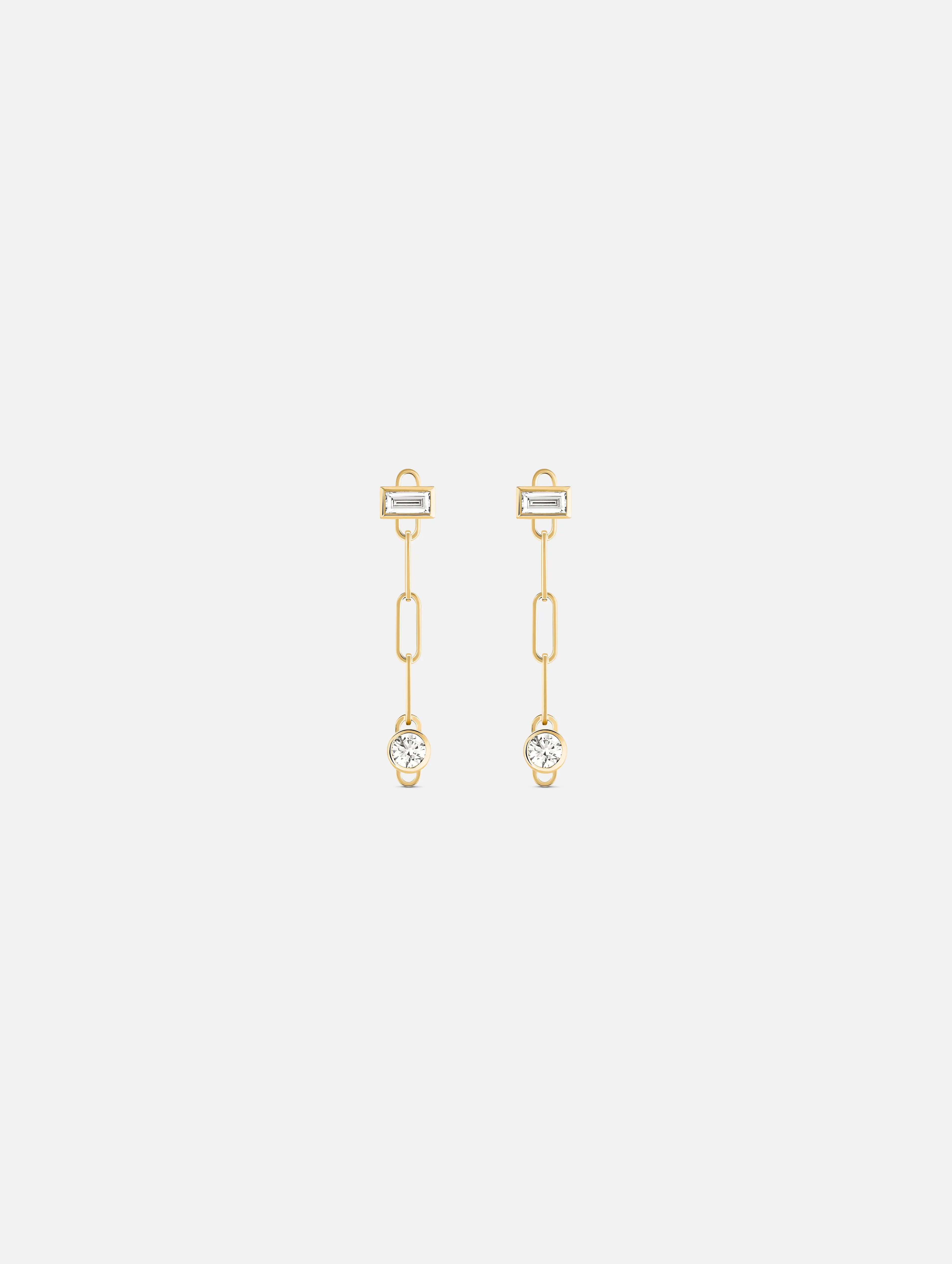 women’s dangle earrings-Baguette Round PM Classics Earrings in Yellow Gold