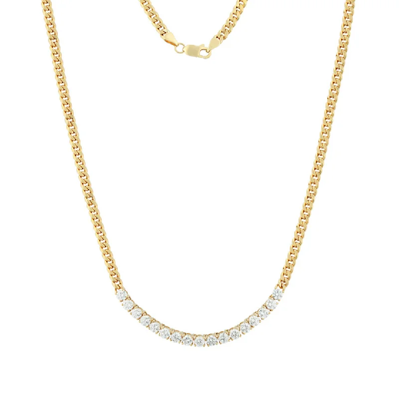 women’s minimalist chain necklaces-Lab Diamond Bar Cuban Necklace