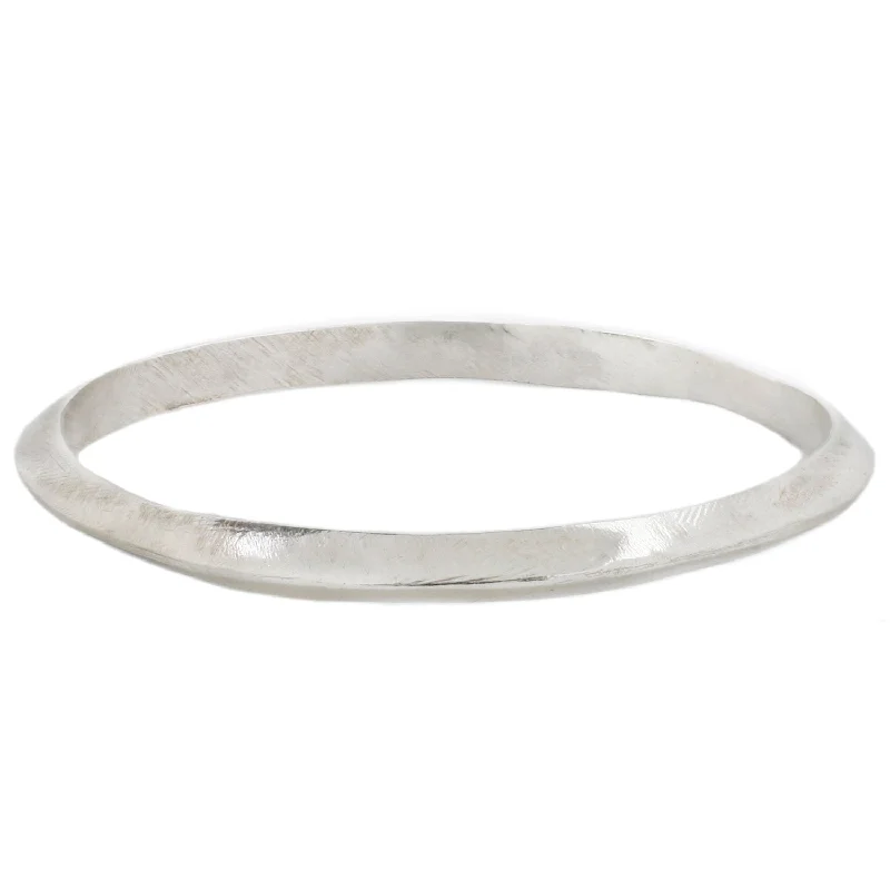 women’s thin wire bracelets-Silver Axis Bangle