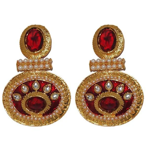 women’s butterfly earrings-Kriaa Austrian Stone Gold Plated Meenakari Dangler Earrings - 1303137