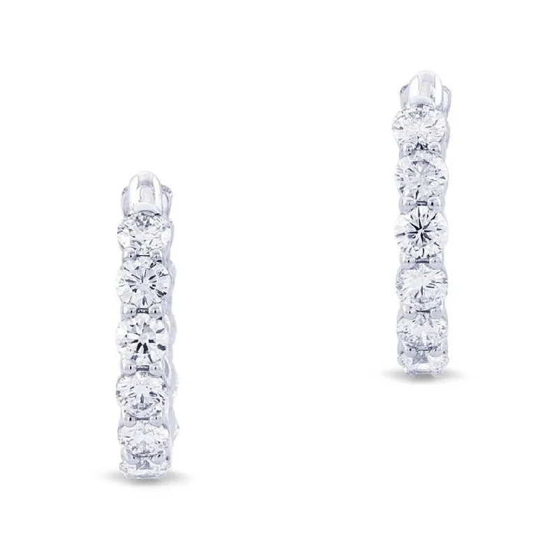 women’s rhinestone earrings-Platinum Diamond Hoop Earrings