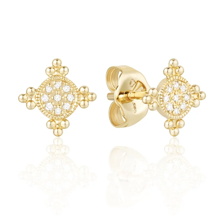 women’s birthday earrings-Luvente 14k Gold Diamond Earrings E03913