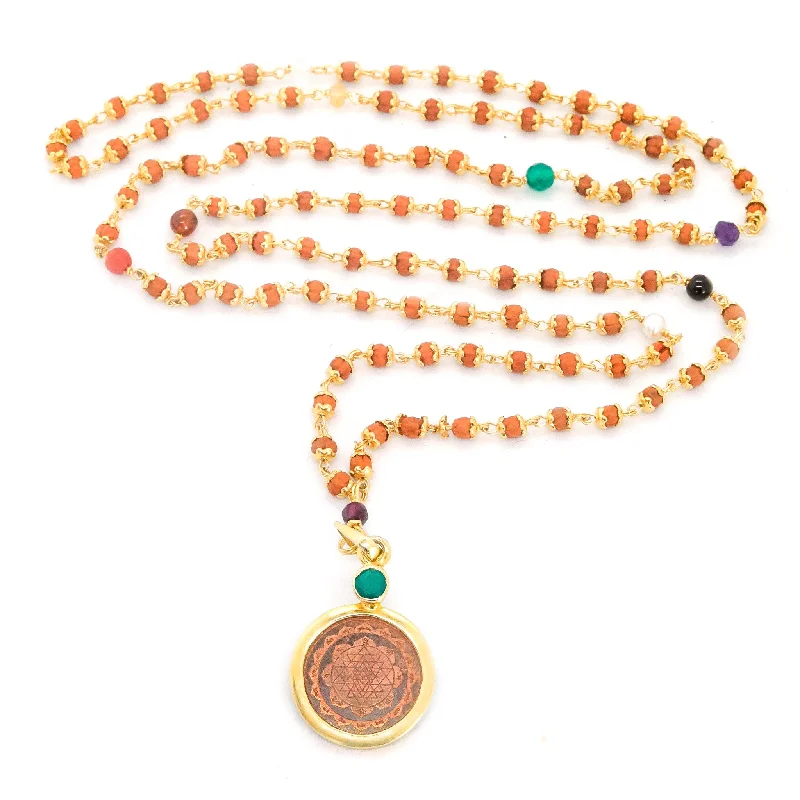 women’s vintage pendant necklaces-9 Planet With Rudrani Sri Yantra Pendant Necklace- Special Edition