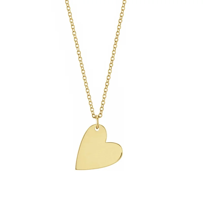 women’s ruby necklaces-Lucky Heart Charm Necklace, 14K Yellow Gold