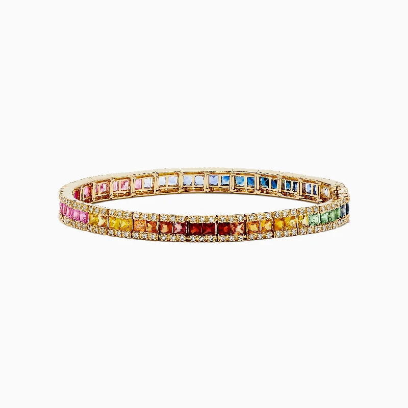 women’s chunky bangles-Watercolors Sapphire and Diamond Bracelet, 9.16 TCW