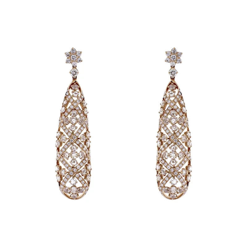 women’s eternity earrings-Maria Canale 18K Rose Gold Diamond Drop Earrings