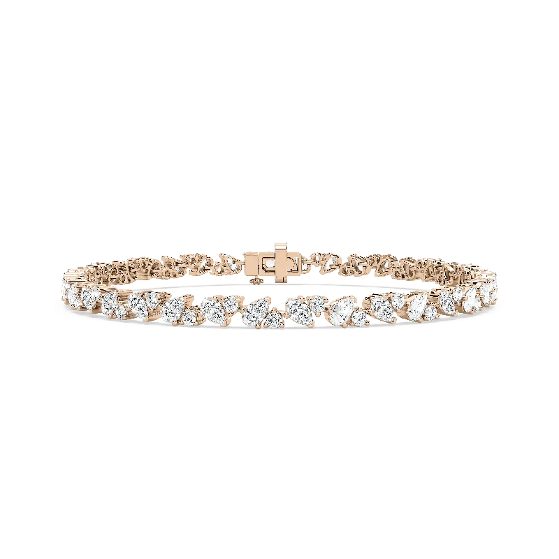 women’s square bangles-Pear and Round Diamond Tennis Bracelet