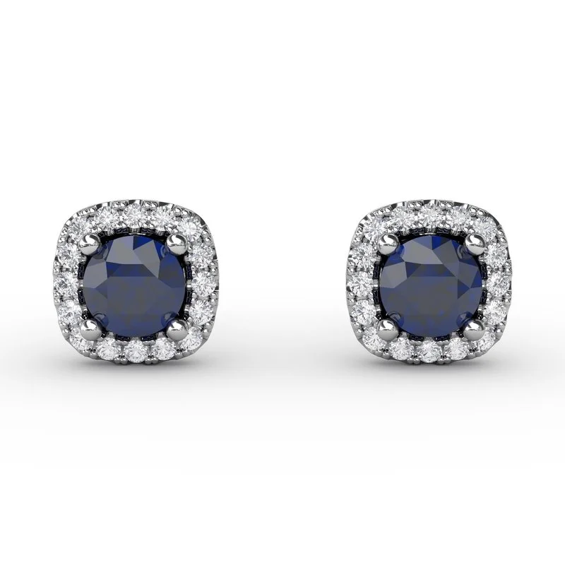 women’s geometric drop earrings-FANA Sapphire and Diamond Stud Earrings ER1479S