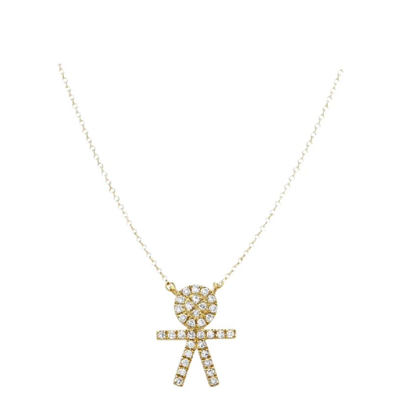 women’s diamond heart necklaces-Diamond Pave Boy Necklace