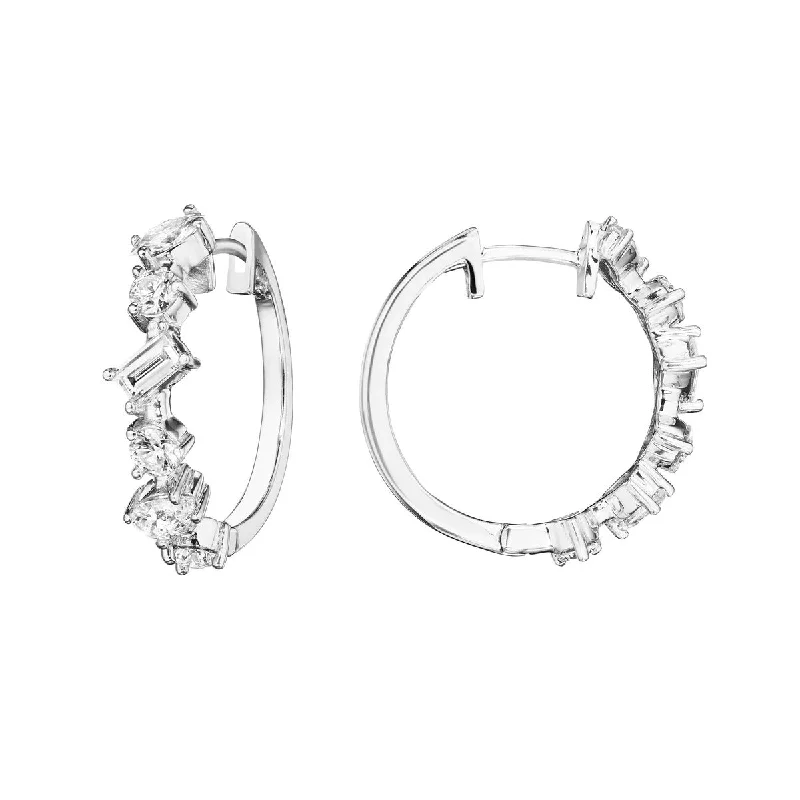 women’s minimalist stud earrings-Mixed Shape Fancy Cut Hoop Earrings