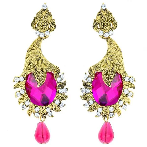 women’s bold earrings-The99Jewel Austrian Stone Drop Gold Plated Pack Of 6 Dangler Earring