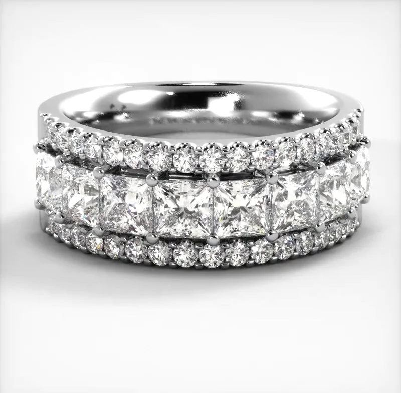 women’s oval engagement rings-2.65 ct. Princess and Round Diamond Wedding Band