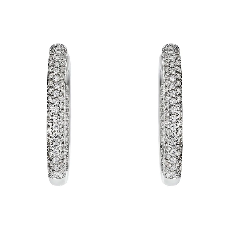 women’s eternity earrings-Moonlight Pave Inside-Out Oval Hoop Earrings