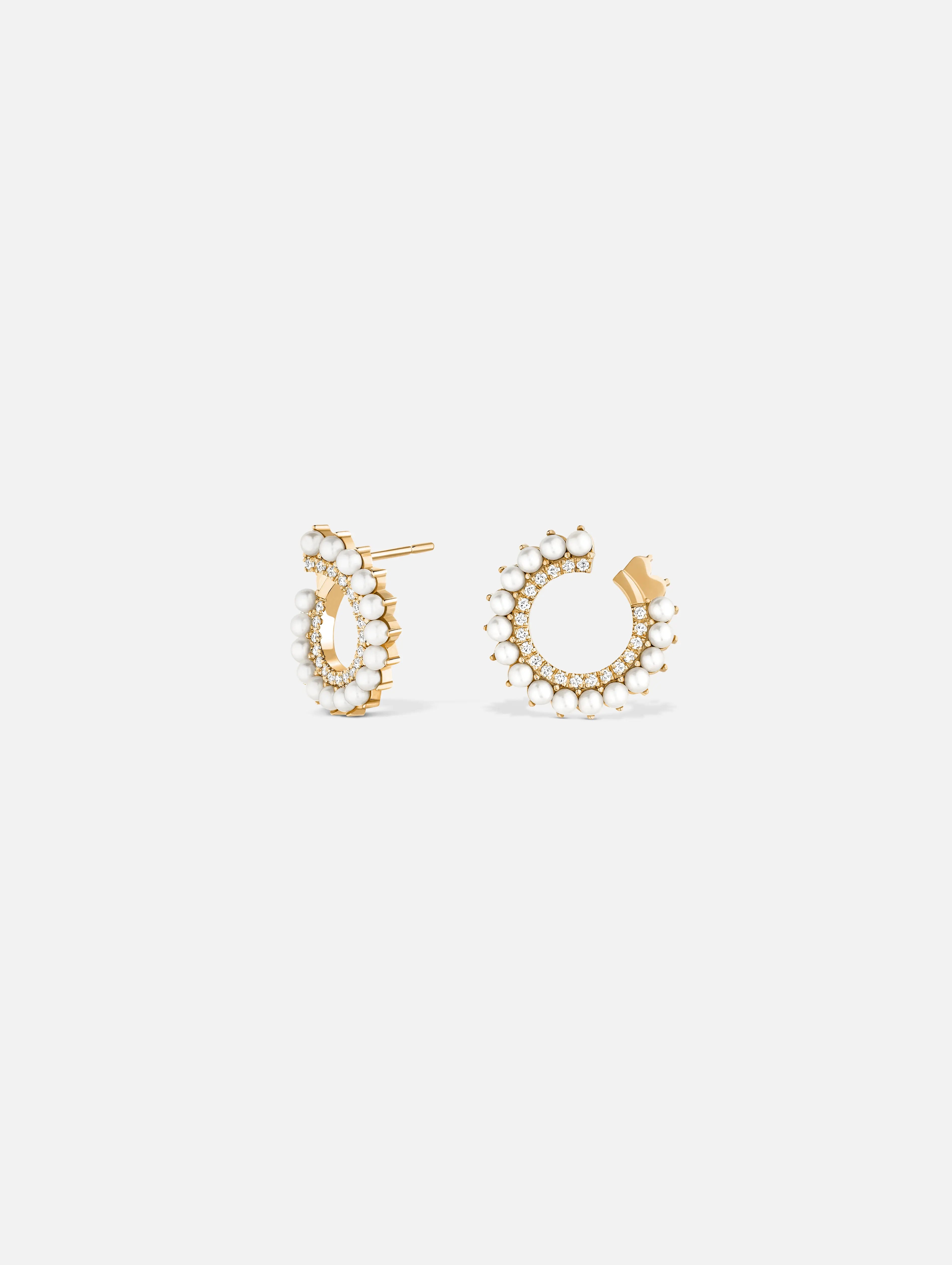 women’s statement earrings-Pearl Earrings in Yellow Gold