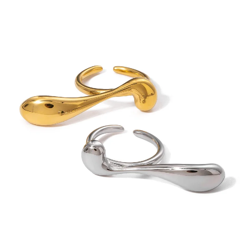 women’s gold-plated rings-IG Style Irregular Stainless Steel Electroplating Rings