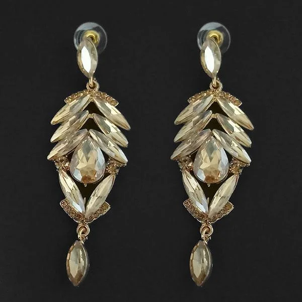 women’s anniversary earrings-Kriaa Brown Crystal Stone Dangler Earrings - 1315618