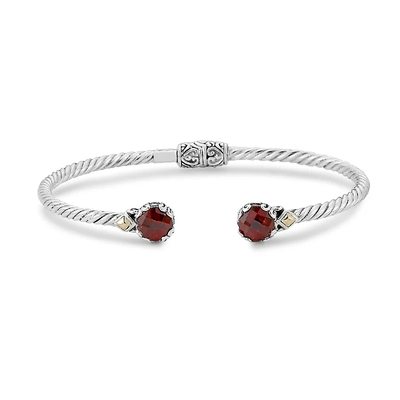 women’s hinged bangles-Samuel B. Garnet Birthstone Glow Bangle Bracelet - January