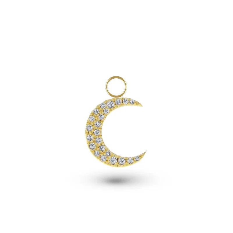 women’s infinity earrings-Diamond Moon Charm