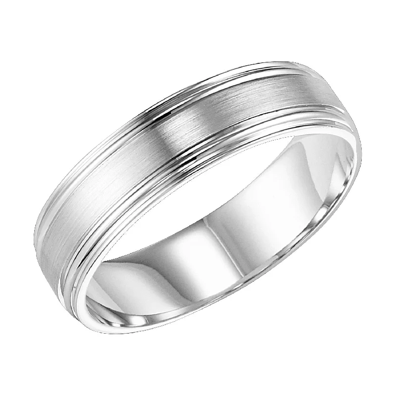 women’s oval engagement rings-White Gold 6mm Men's Wedding Band