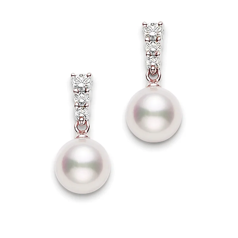 women’s cute earrings-Morning Dew Akoya Cultured Pearl Earrings 18K Rose Gold