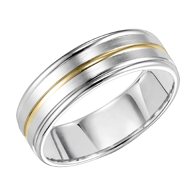 women’s unique diamond engagement rings-White and Yellow Gold 7mm Men's Wedding Band