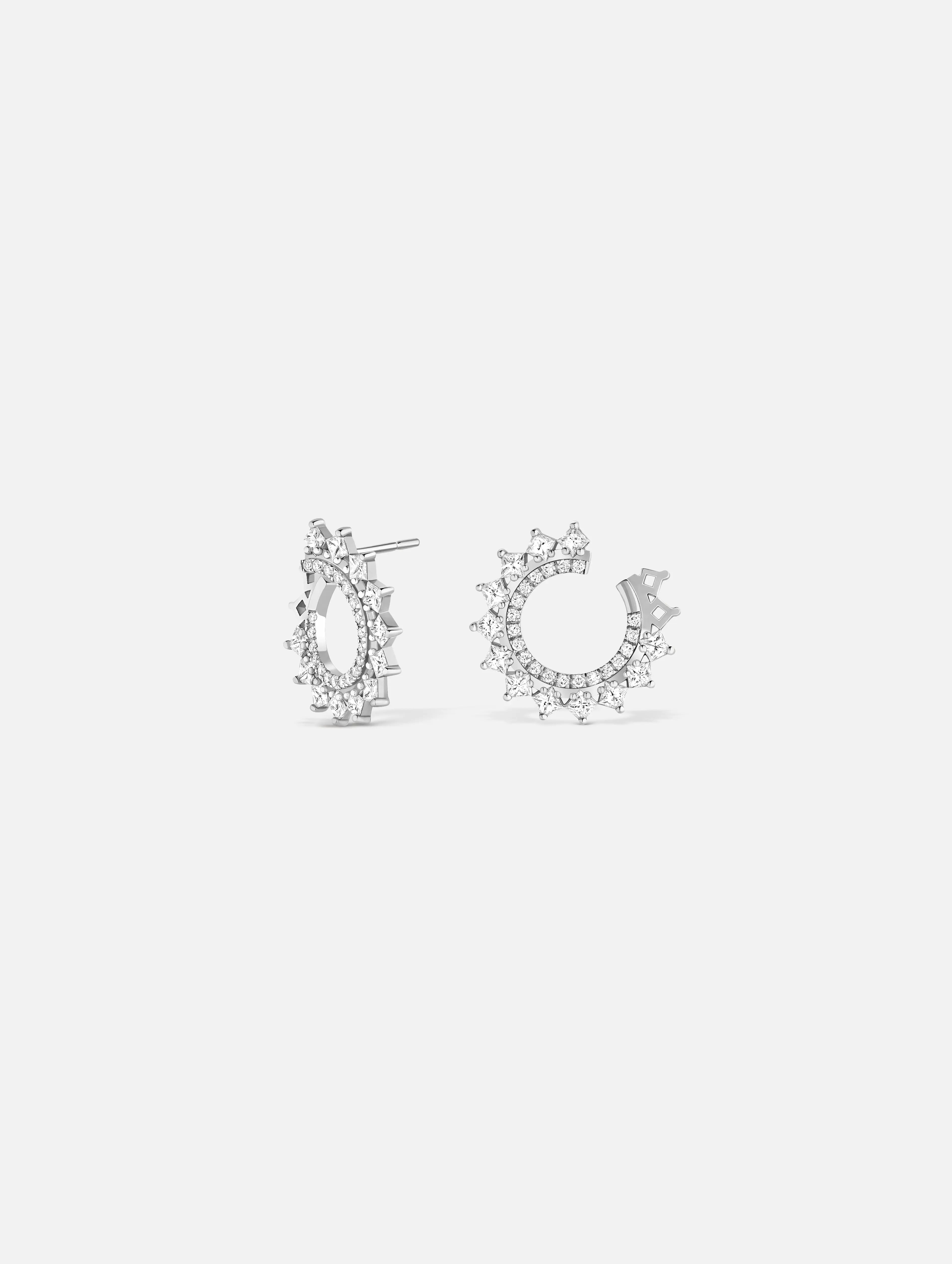 women’s luxury hoop earrings-Princess Diamond Earrings in White Gold