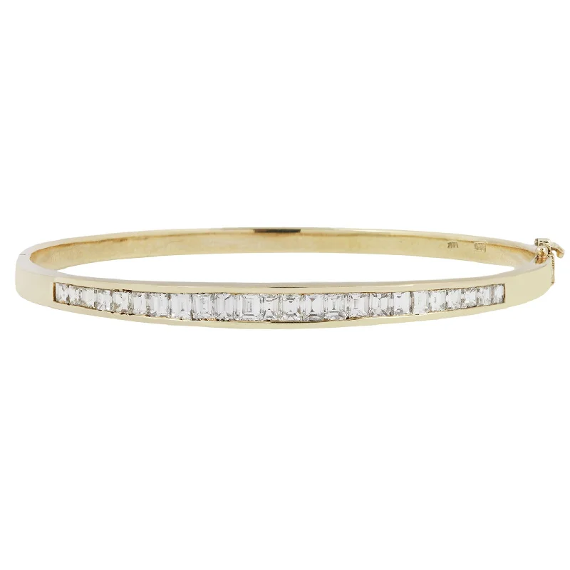 women’s adjustable cuff bracelets-Vintage Diamond Channel Bangle