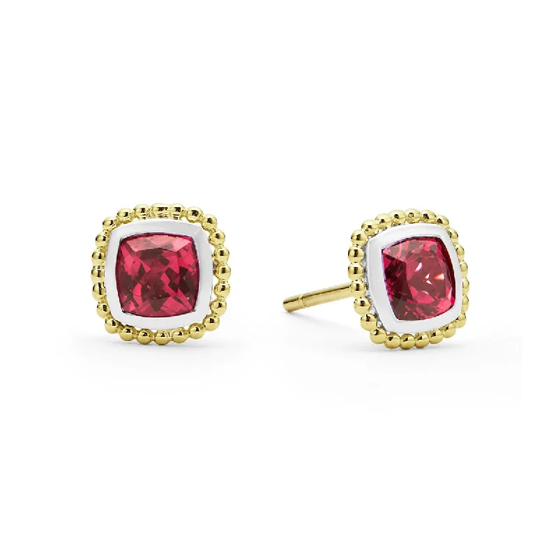 women’s elegant earrings-Rhodolite Garnet Caviar Stud Earrings