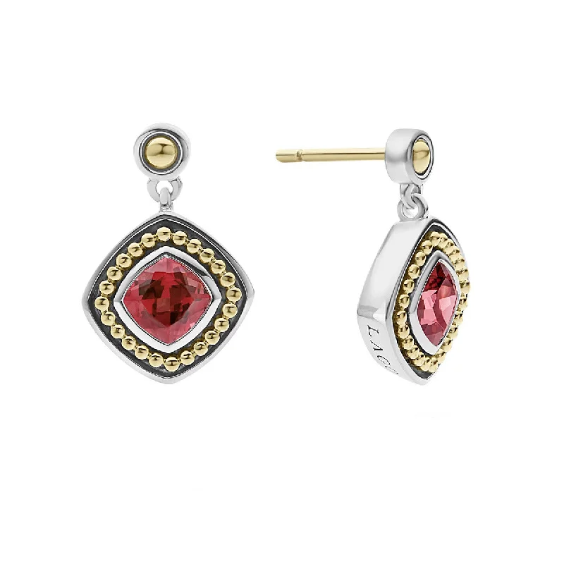 women’s layered earrings-Rhodolite Garnet Drop Earrings