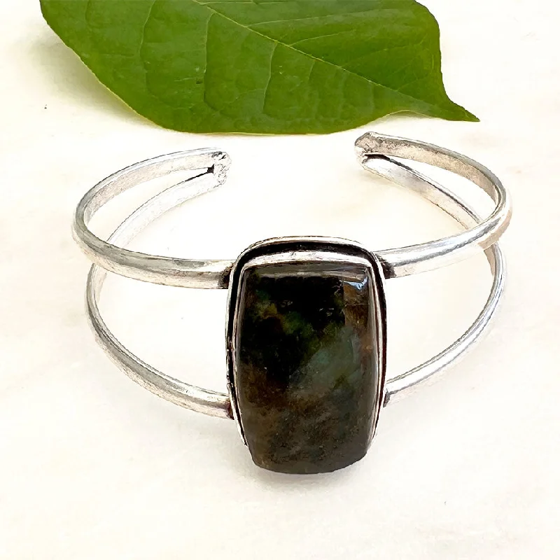 women’s birthstone bracelets-Semi-Precious Stone Cuff - Labradorite, India