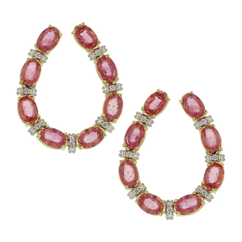 women’s double hoop earrings-Padparadscha and Diamond Earrings