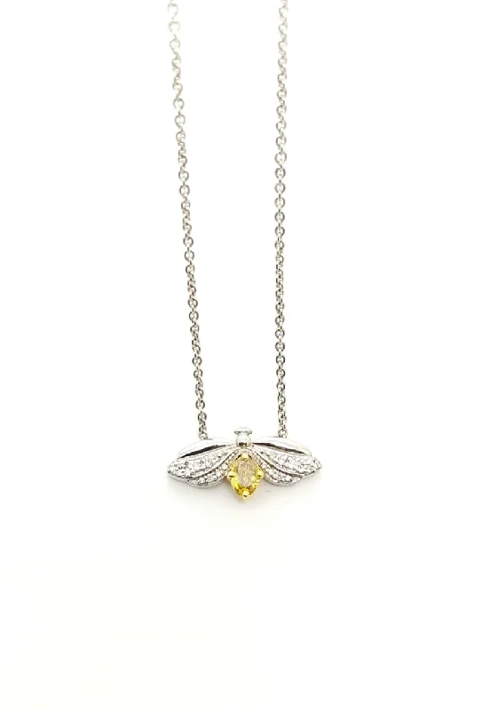 women’s diamond-studded necklaces-Yellow and White  Diamond Fly Necklace in 14k Yellow and White Gold AD NO. 2215