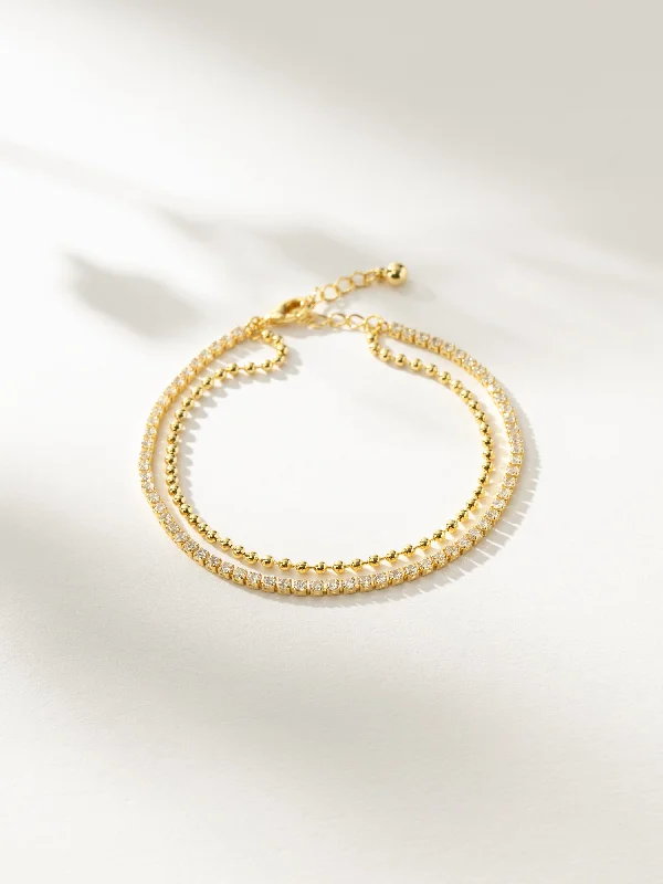 women’s stacked bracelets-Happy Hour Layered Tennis Bracelet