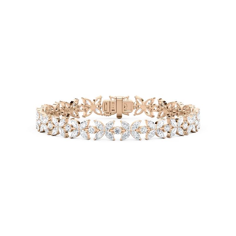 women’s hinged bangles-Marquise Floral Tennis Bracelet