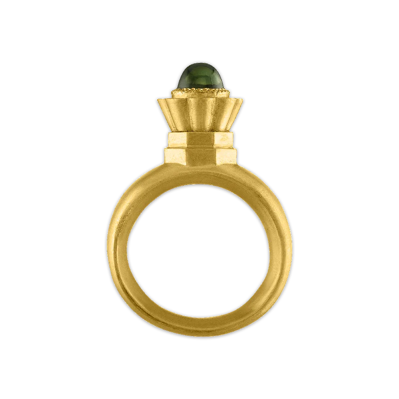 women’s gold rings-Green Tourmaline Turris Ring