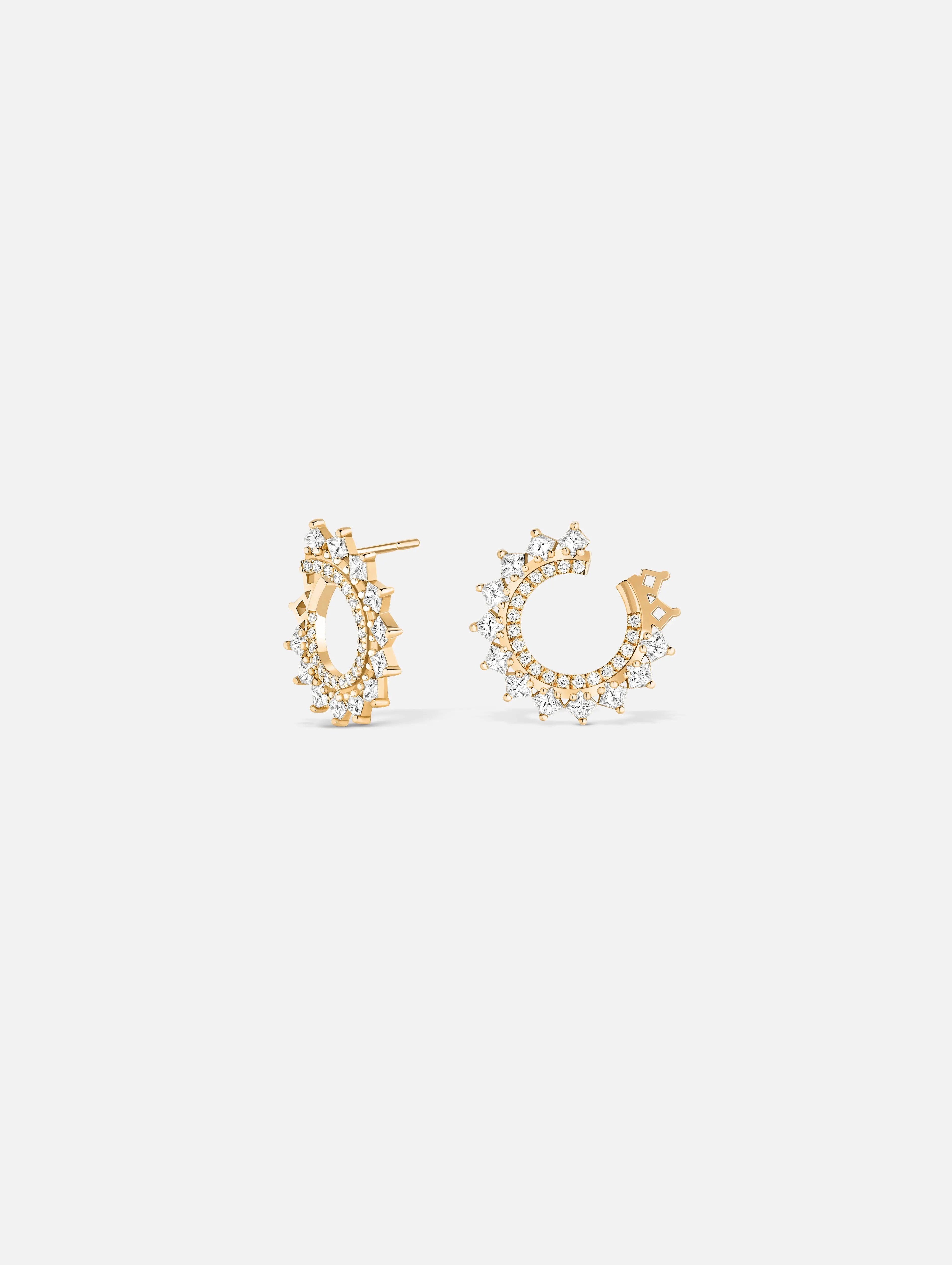 women’s personalized earrings-Princess Diamond Earrings in Yellow Gold