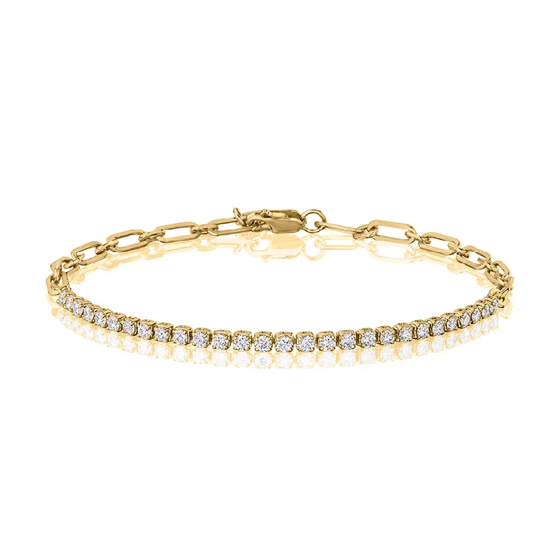 women’s adjustable bangles-A. Jaffe 14K Yellow Gold 0.70cttw. Diamond Tennis Chain Bracelet