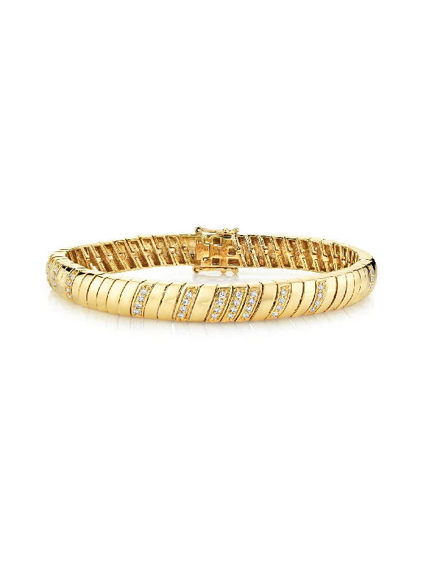 women’s luxury bangles-Eternity Snake Bracelet - White Diamond / 14k Yellow Gold