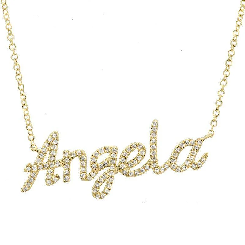 women’s multicolored necklaces-Custom Diamond Pave Script Name Necklace