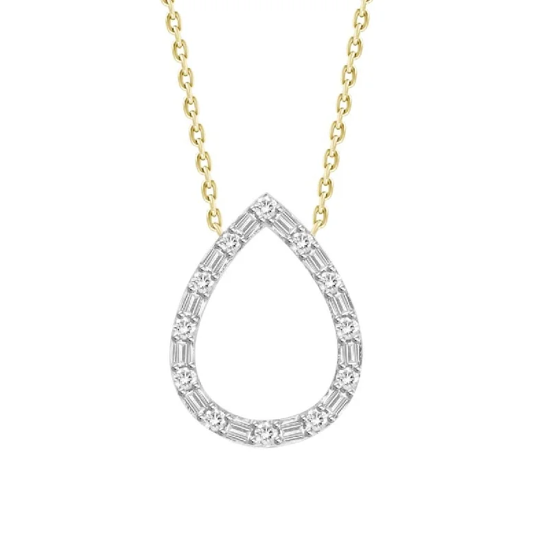 women’s vintage gold necklaces-Yellow Gold Pear Diamond Necklace