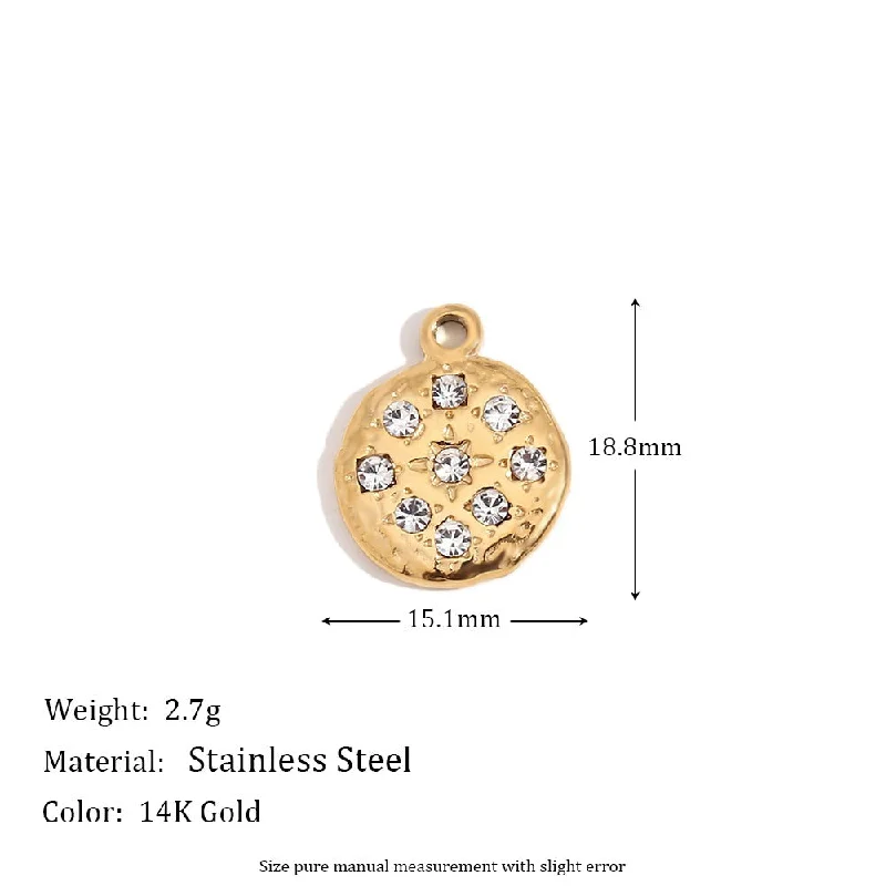 Diamond round pendant - gold - white diamond