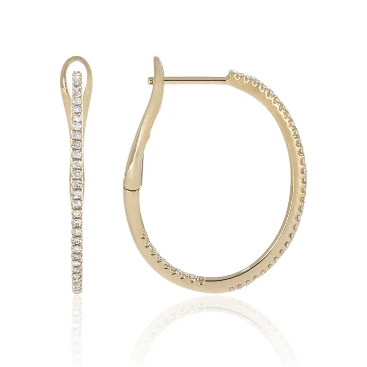 women’s wedding earrings-Luvente 14k Gold Inside Out Diamond Hoop Earrings E03028