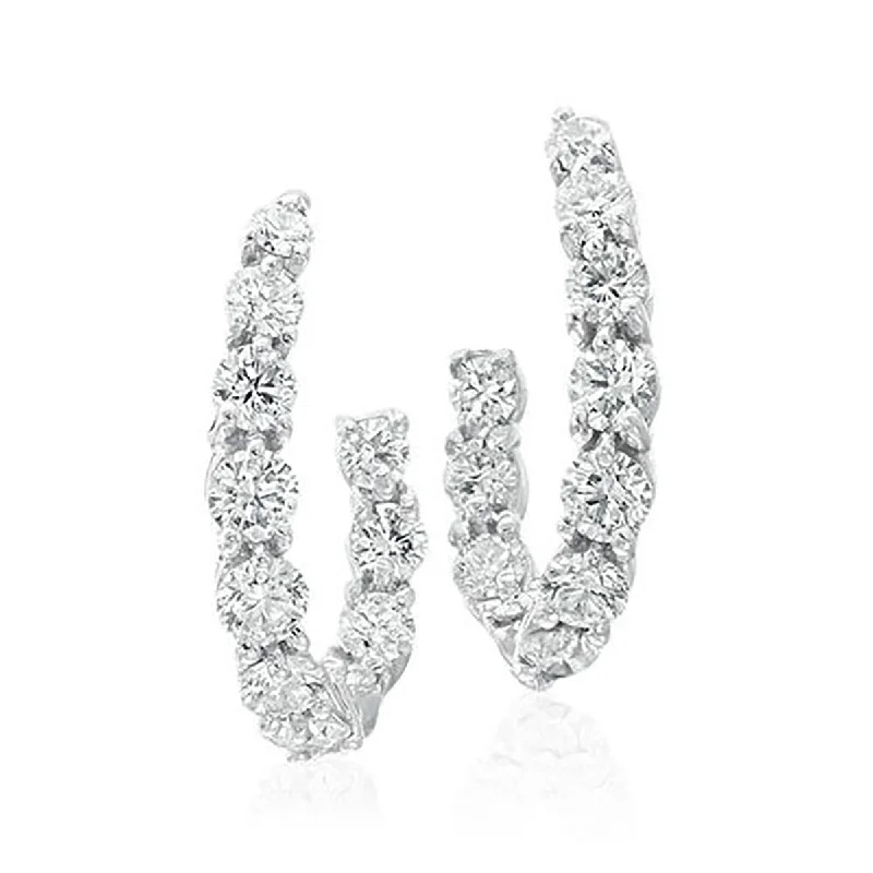 women’s twisted earrings-New Moon 18K White Gold Diamond Hoop Earrings