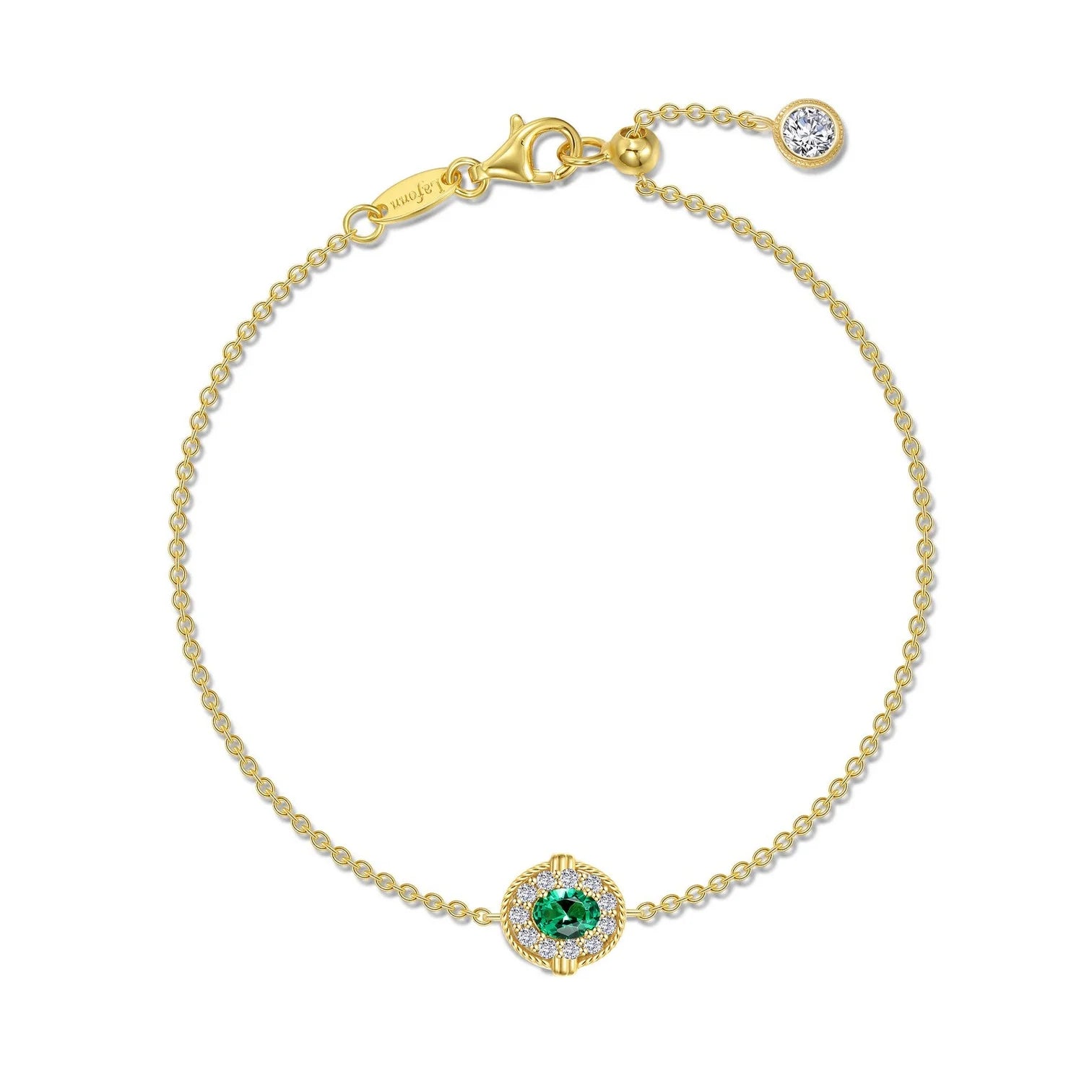 women’s charm bracelets-Lafonn Simulated Diamond & Emerald Halo Bracelet B0193CEG70