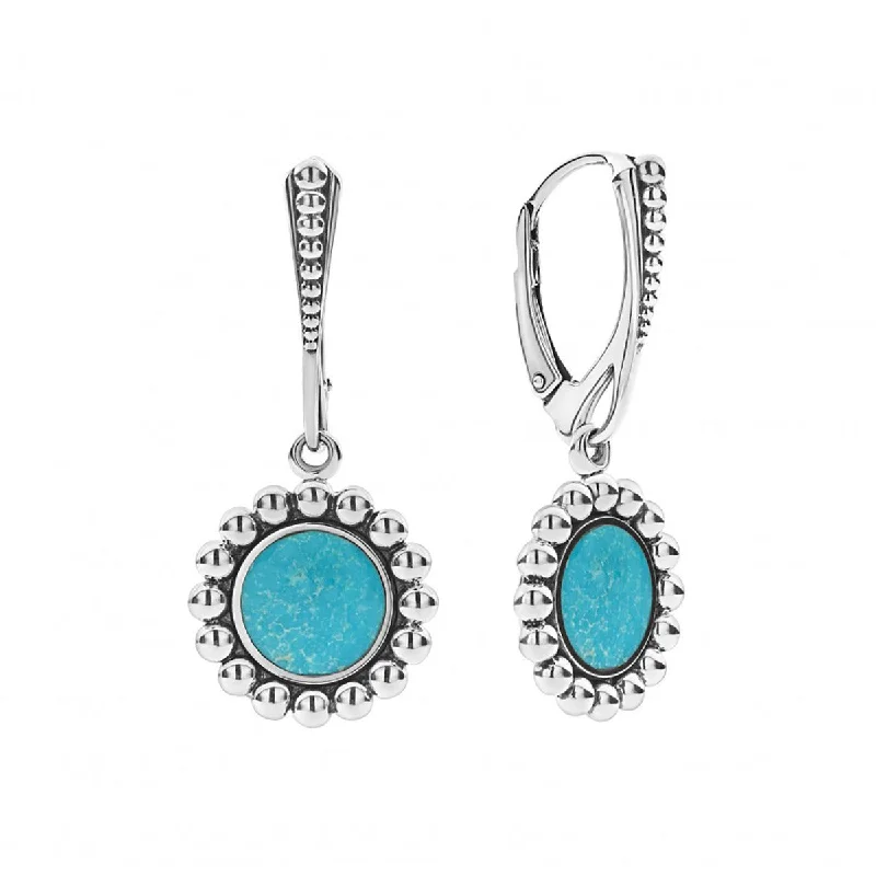 women’s cute earrings-Maya Turquoise Circle Drop Earrings